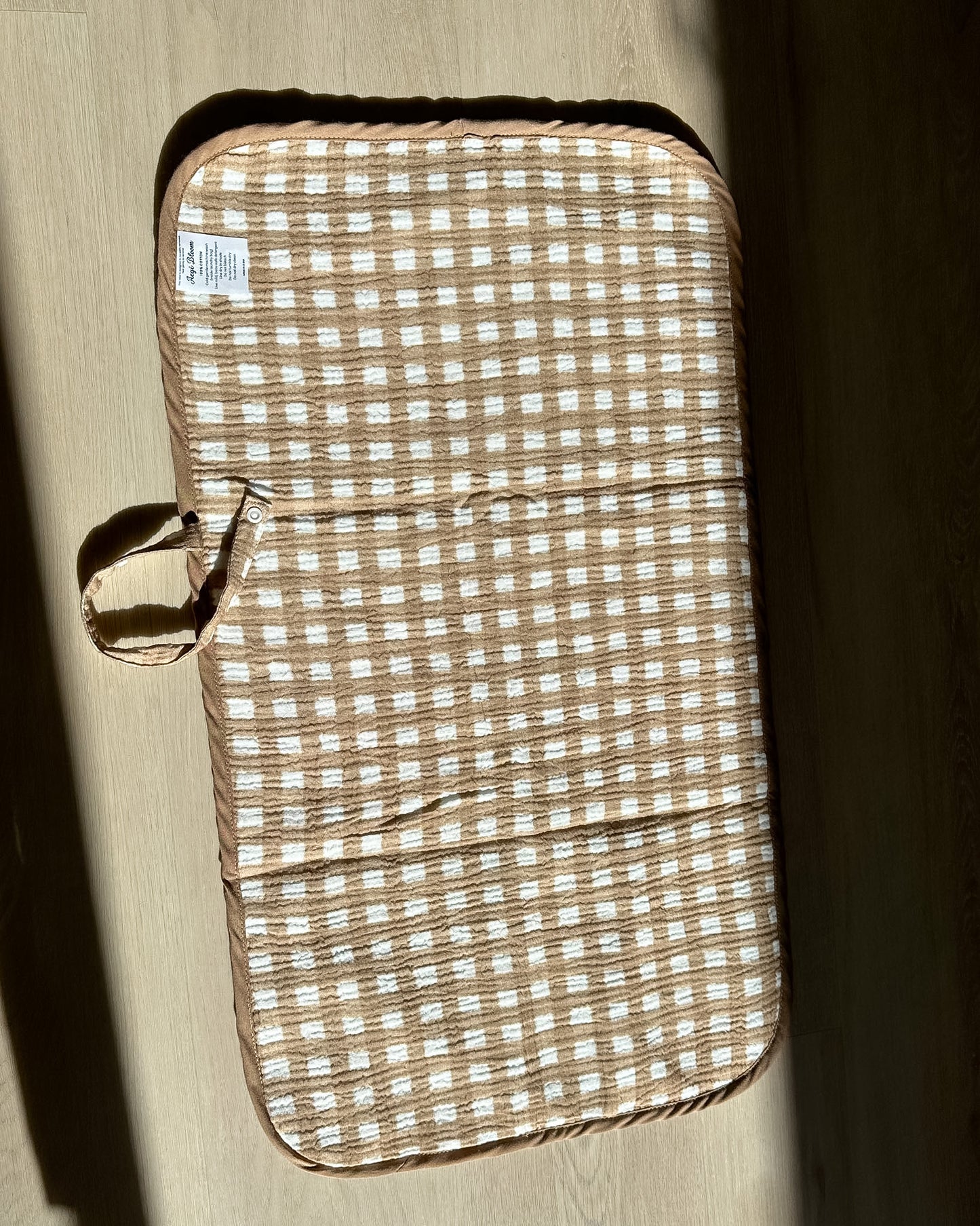 Organic Muslin Waterproof Changing Mat - Bloom Barn/Brown Gingham