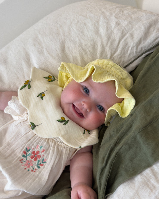 Organic Muslin 7-Layer Dribble Bib - Olive Florals