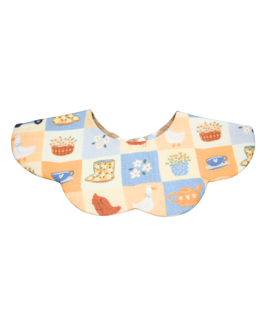 Organic Muslin 7-Layer Dribble Bib - Bloom Barn/Brown Gingham (PRE ORDER | JUNE)
