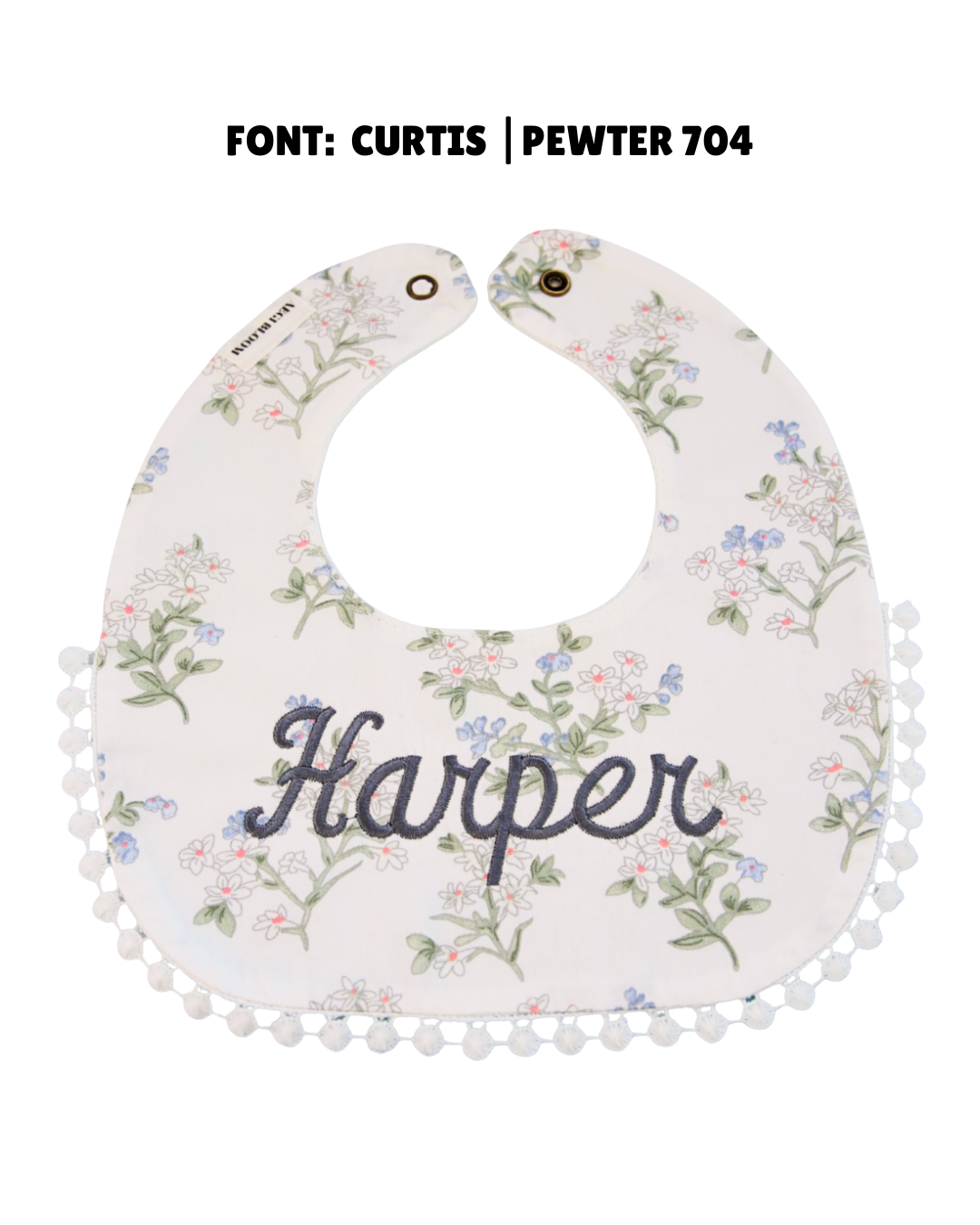 3-Layer Lace Bib - Blue/White Florals