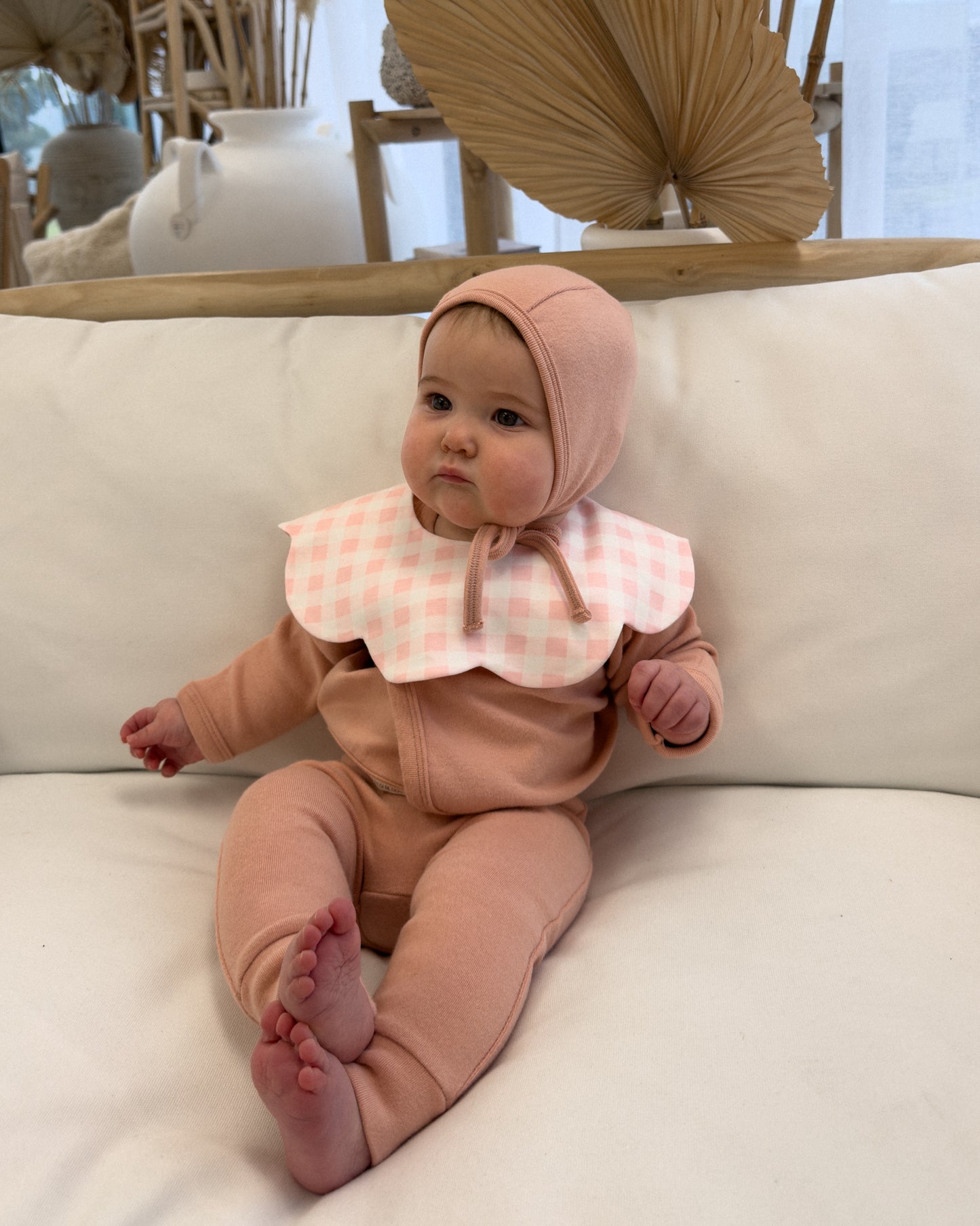 3- Layer Dribble Bib 3 - Pink Gingham