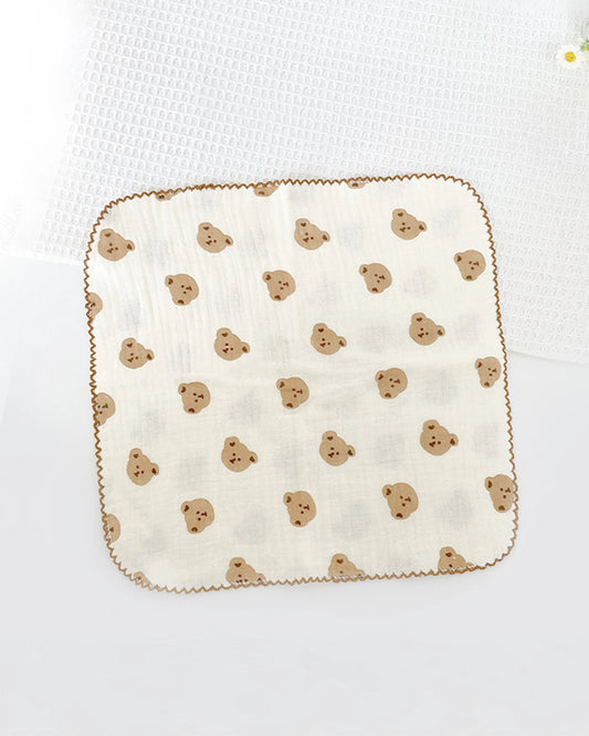100% Organic Cotton Gauze Wash/Burp Cloth - Mini Bears