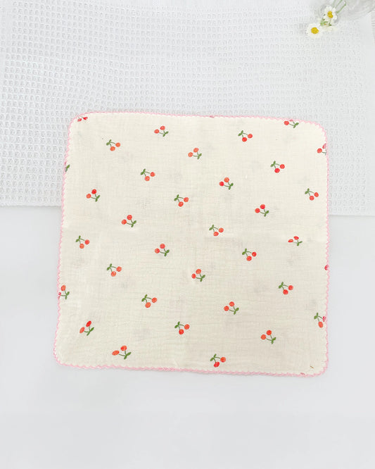 100% Organic Cotton Gauze Wash/Burp Cloth - Cherry