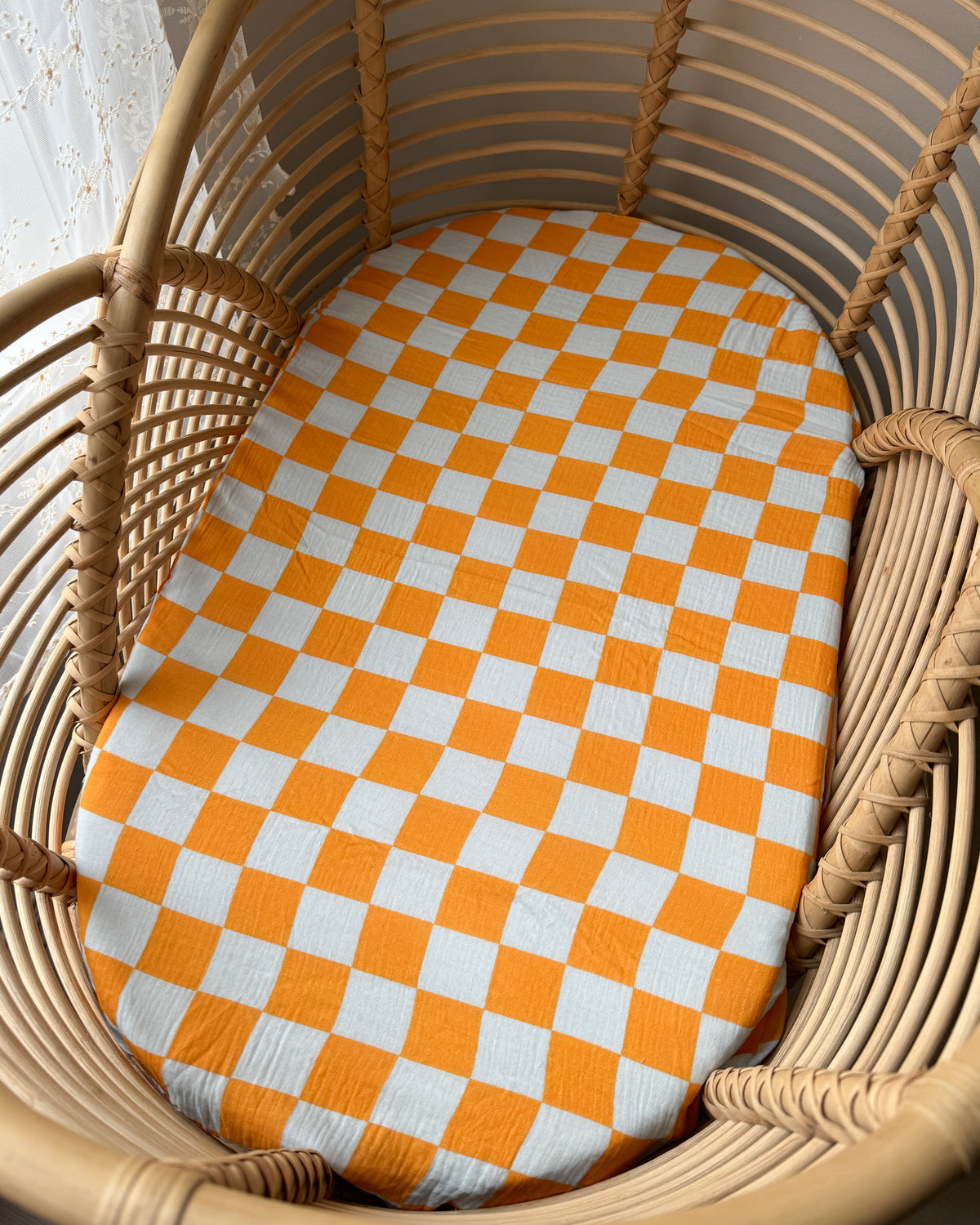 Organic Muslin Fitted Sheet - Orange Grove