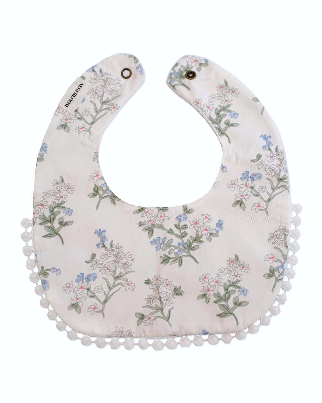3-Layer Lace Bib - Blue/White Florals