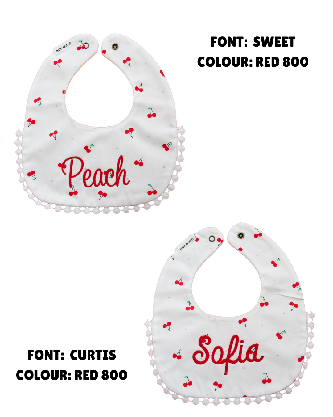 3-Layer Lace Bib - Cherries