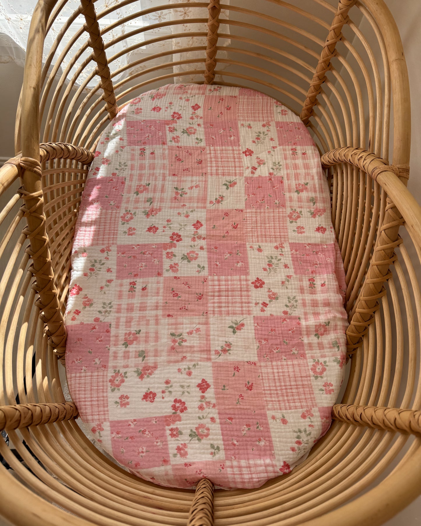 Organic Muslin Fitted Sheet - Blush Garden