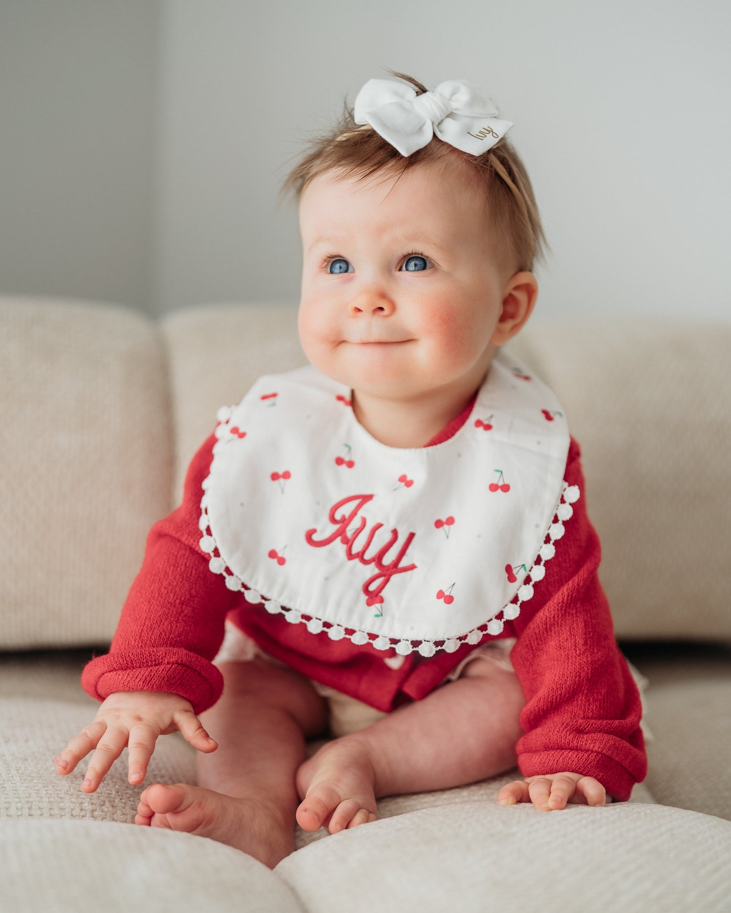 3-Layer Lace Bib - Cherries