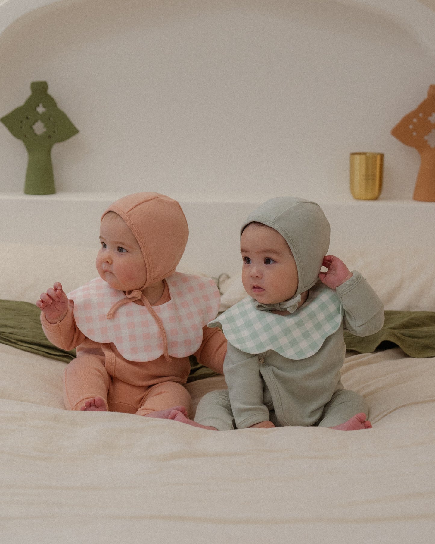 3- Layer Dribble Bib 3 - Green Gingham