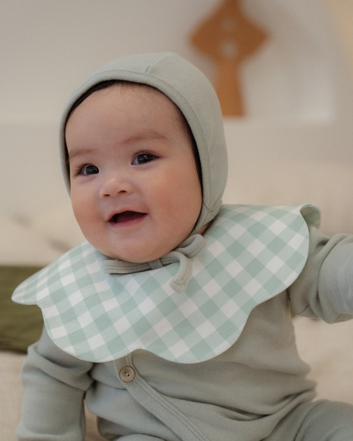 3- Layer Dribble Bib 3 - Green Gingham