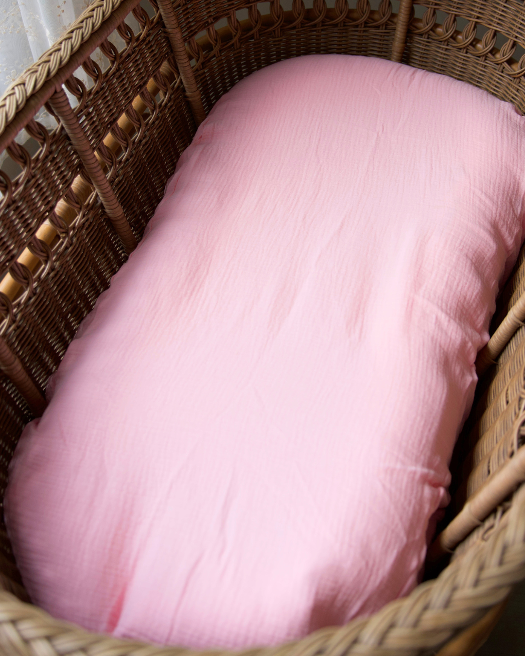 Organic Muslin Fitted Sheet - Pink