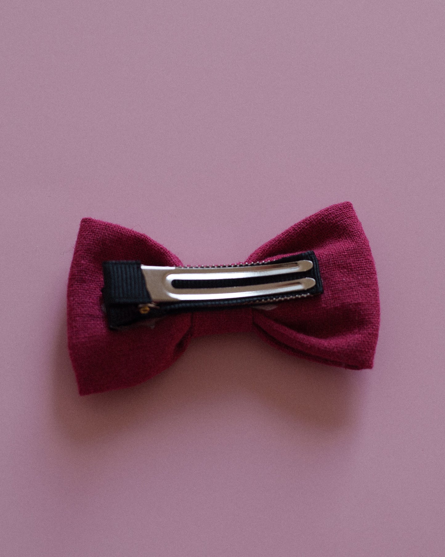 Classic Cotton Bow Clip - Burgundy