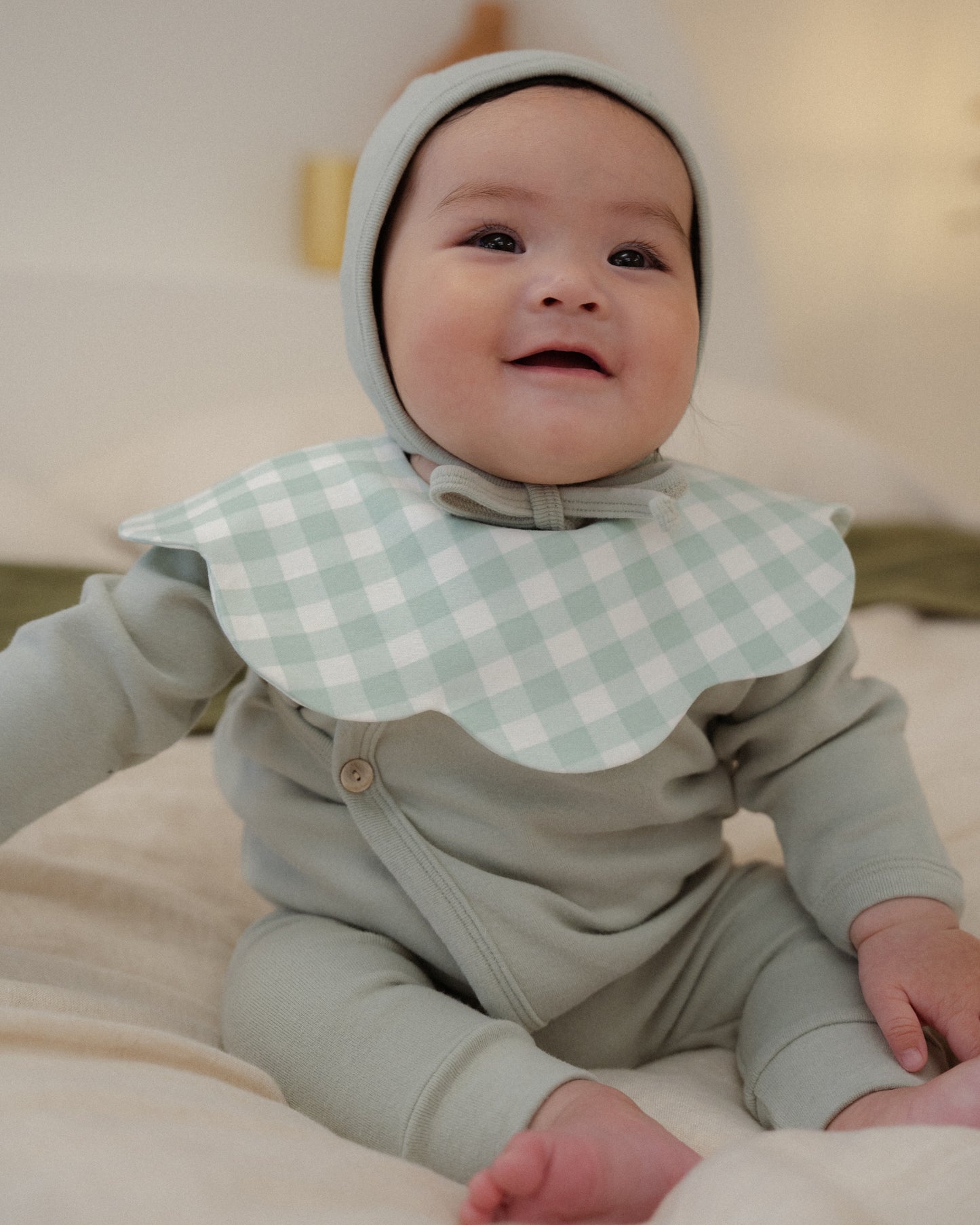 3- Layer Dribble Bib 3 - Green Gingham