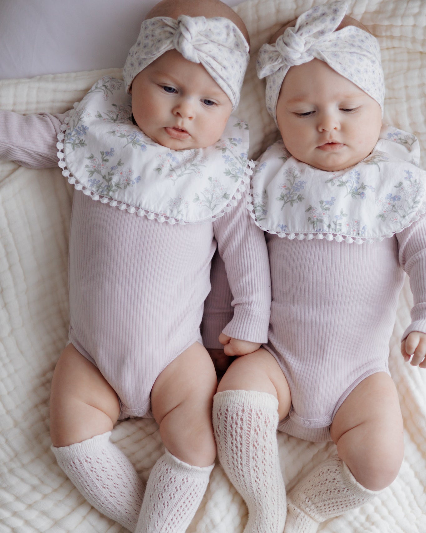 3-Layer Lace Bib - Blue/White Florals