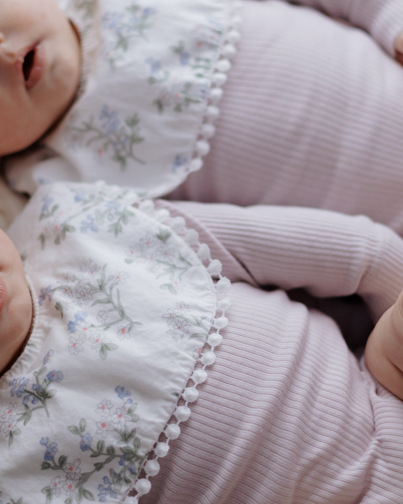 3-Layer Lace Bib - Blue/White Florals