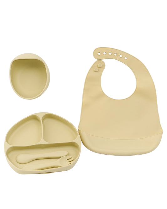 4 Piece BPA-FREE 100% Silicone Tableware Set - Lemon