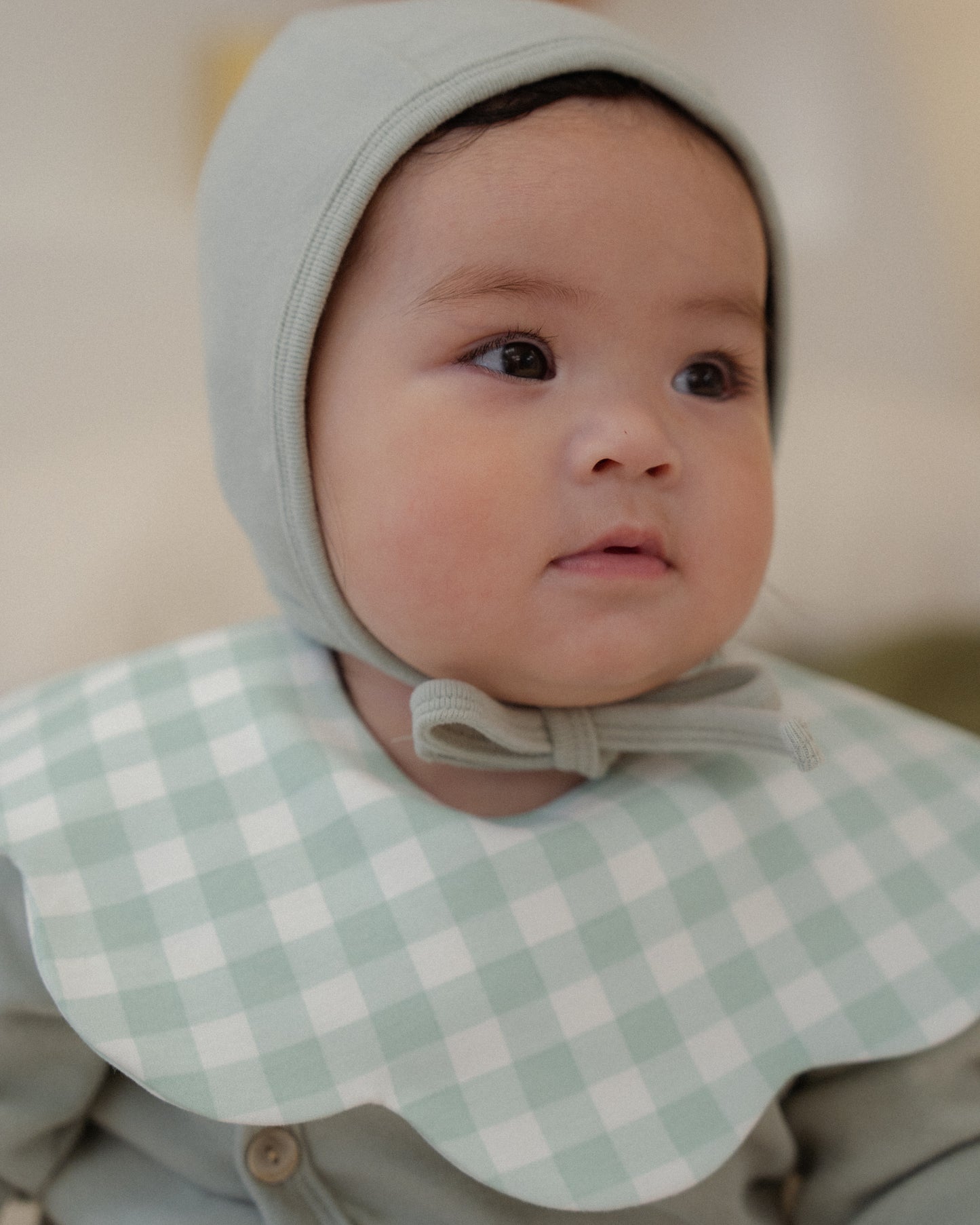 3- Layer Dribble Bib 3 - Green Gingham