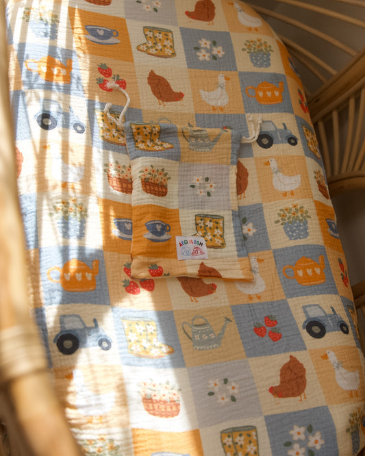 Organic Muslin Fitted Sheet - Bloom Barn (PRE ORDER | EARLY JUNE)