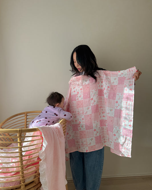 Organic Muslin Nursing Cover - Blush Garden