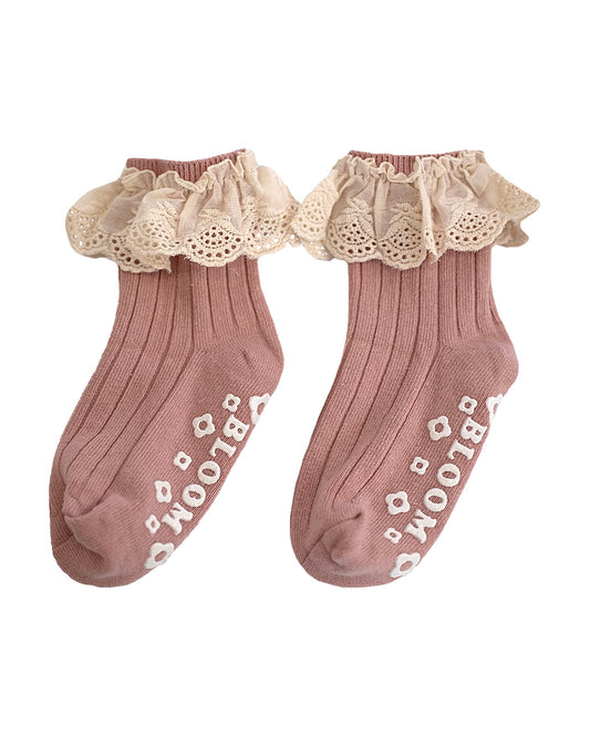 Julia Lace Ankle Socks - Pink