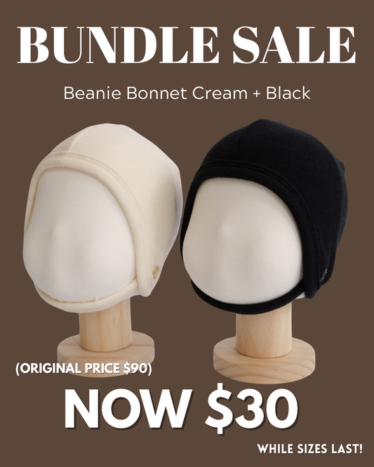 Beanie Bonnet Bundle Sale - Black/Cream