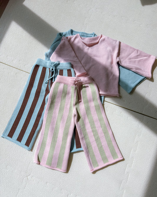 Stripe Knit Set - Blueberry Mocha (PRE ORDER | EARLY MAY)