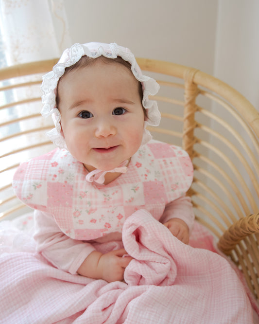 Organic Muslin 7-Layer Dribble Bib - Blush Garden