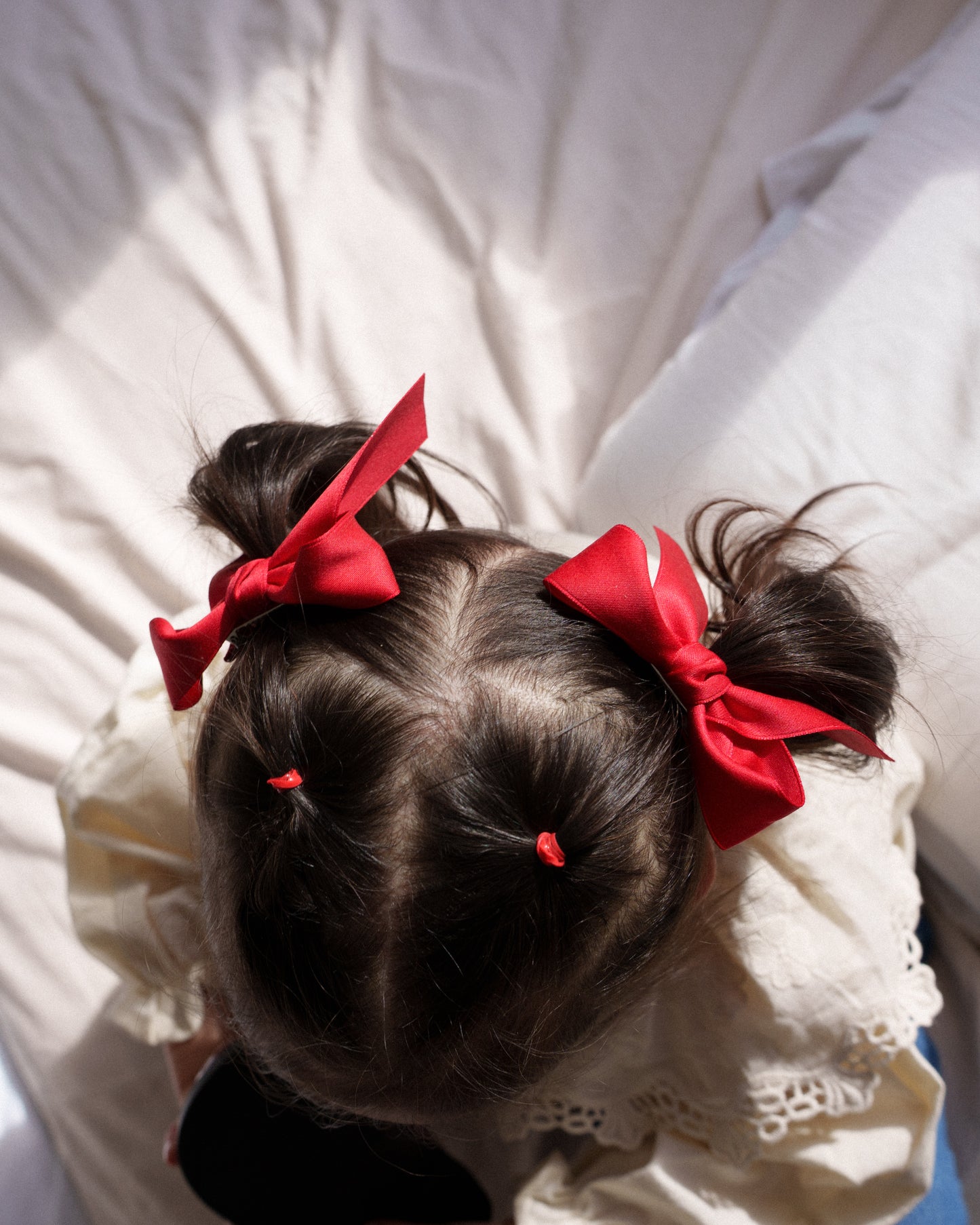 Classic Satin Bow Clip 2pc Set – Red