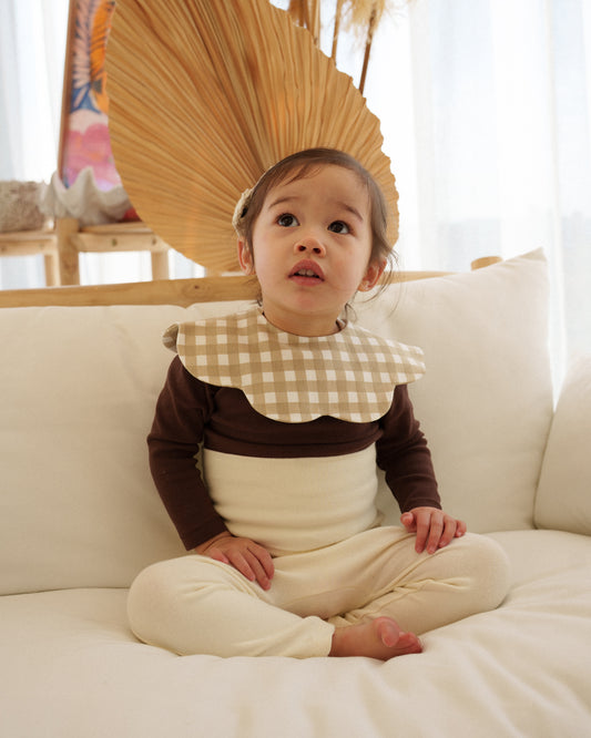 3- Layer Dribble Bib - Brown Gingham