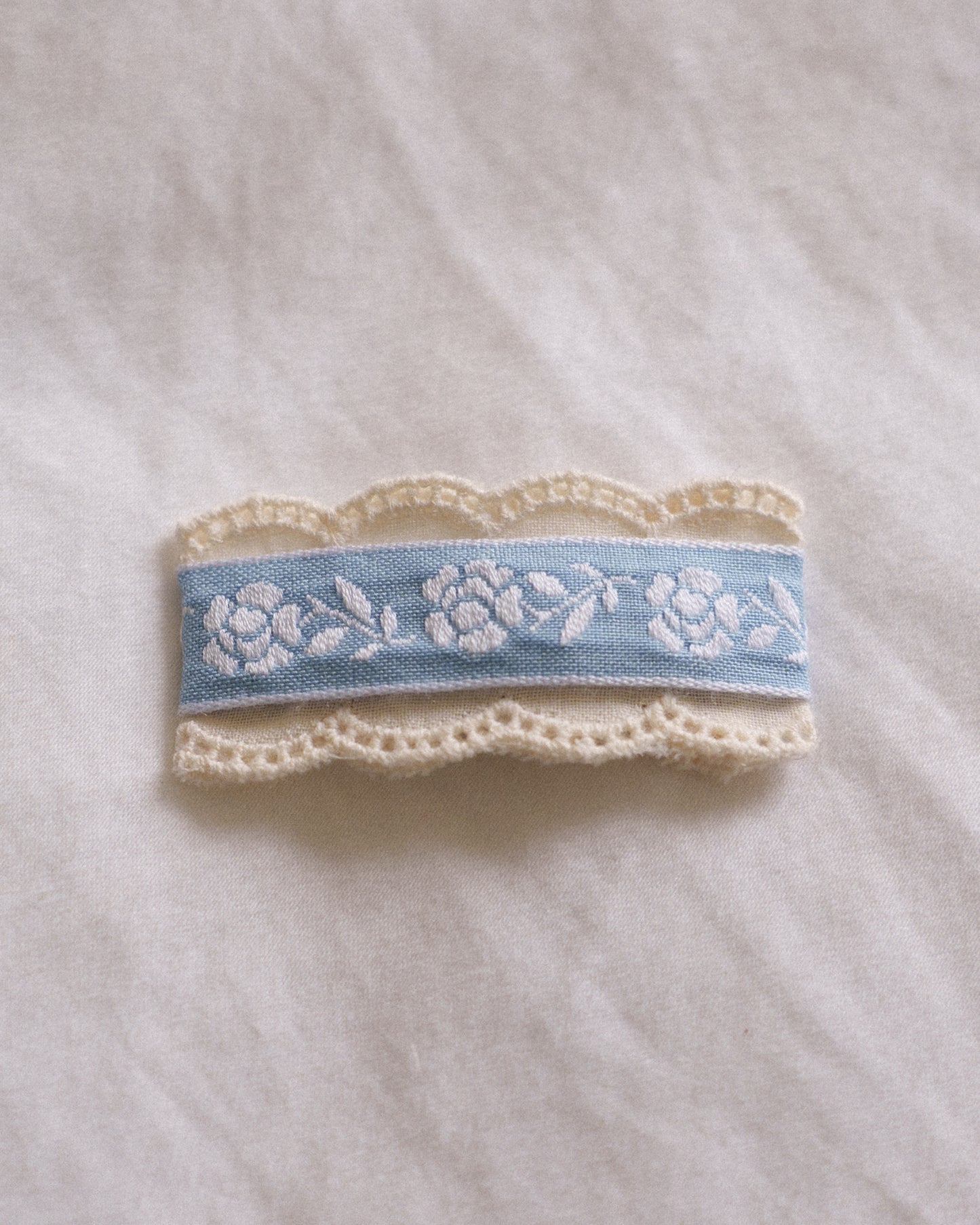 Vintage Lace Bow 4pc Clip Set - Blue