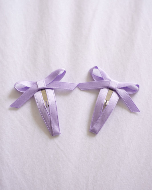Satin Ribbon Bow Clip - Lilac Belle