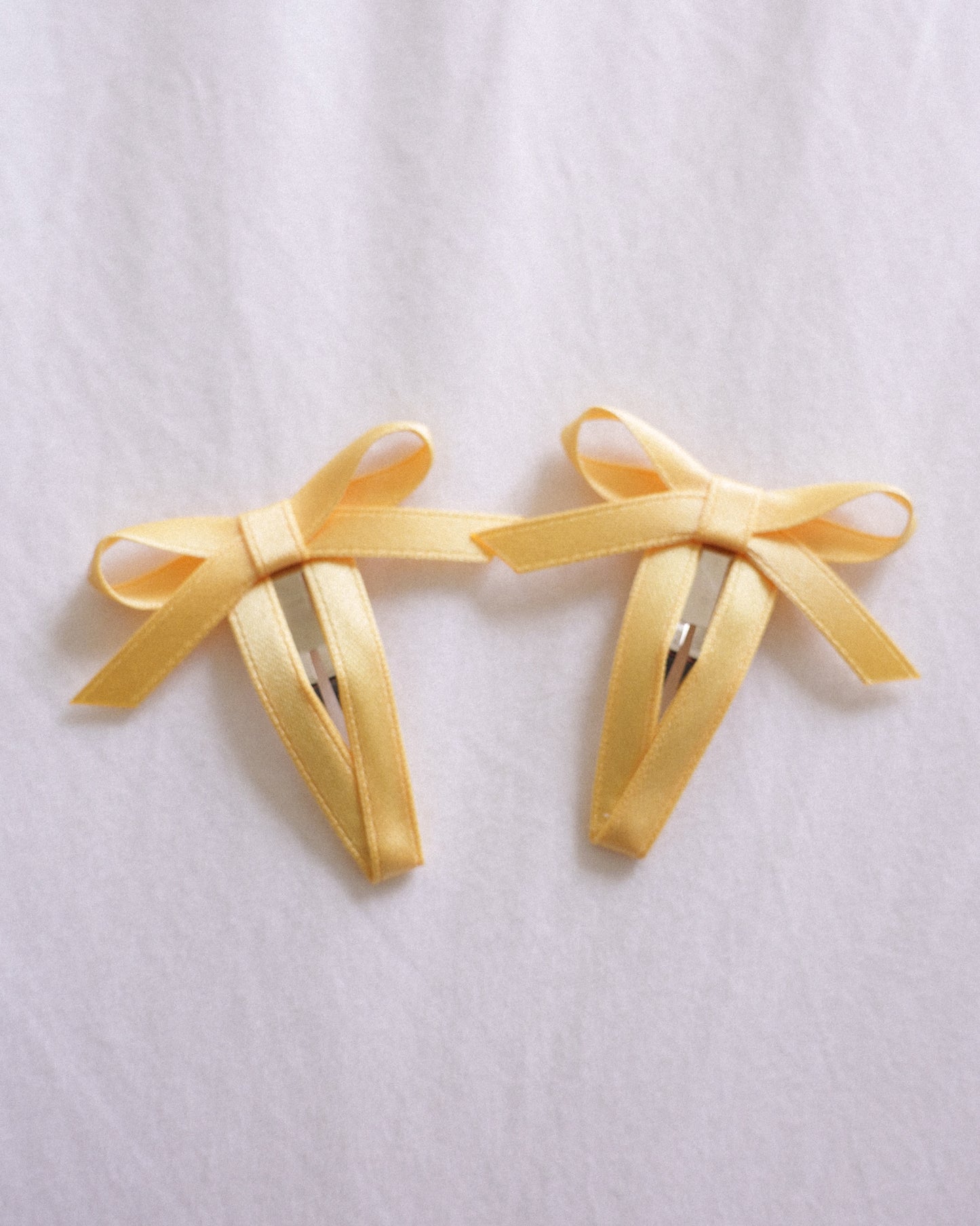 Satin Ribbon Bow Clip - Lemon Drop
