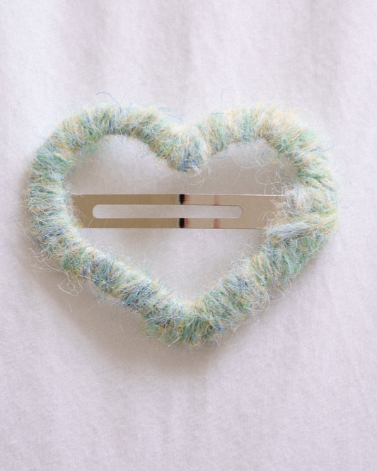 Fuzzy Heart Snap Clip – Mint Dreams