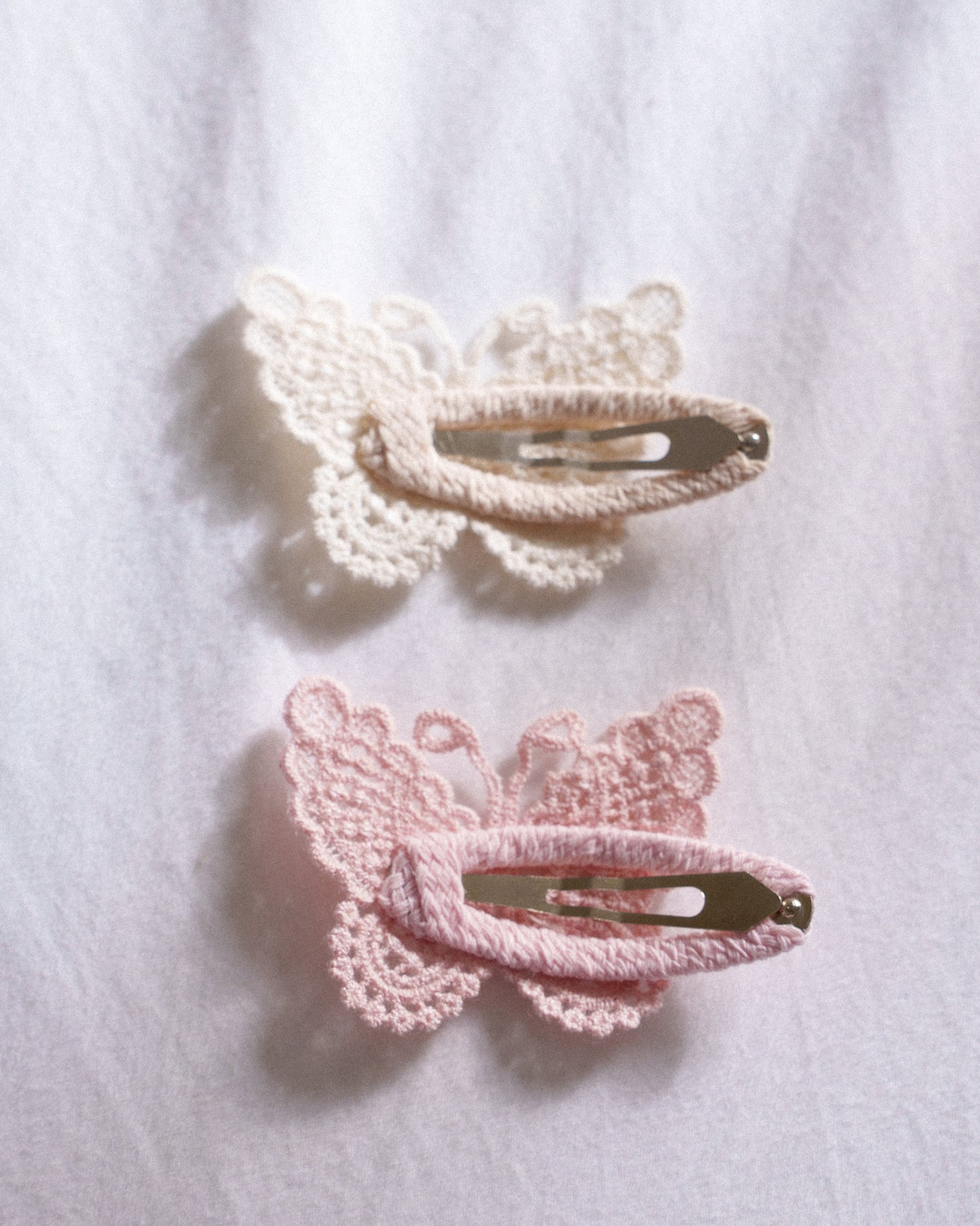 Embroidered Lace Butterfly Clip - Ivory