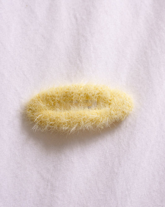 Fuzzy Oval Snap Clip - Lemon Whip