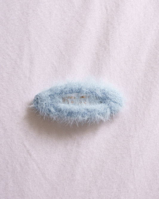 Fuzzy Oval Snap Clip - Sky Haze