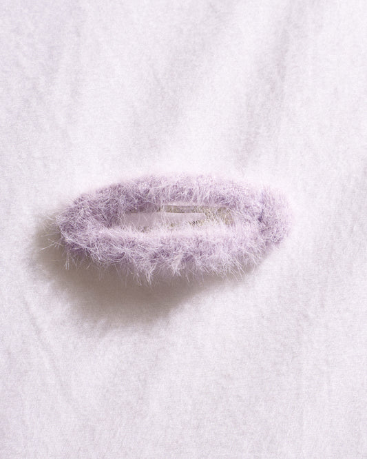 Fuzzy Oval Snap Clip - Lavender Fog