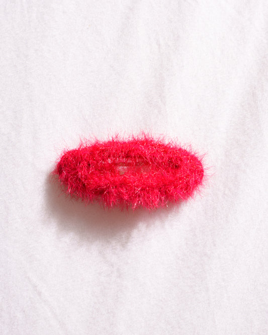 Fuzzy Oval Snap Clip - Cherry Jam