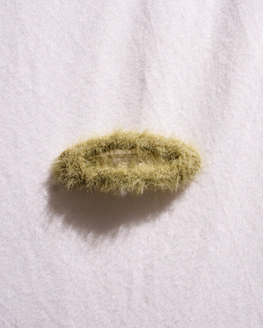 Fuzzy Oval Snap Clip - Olive Leaf