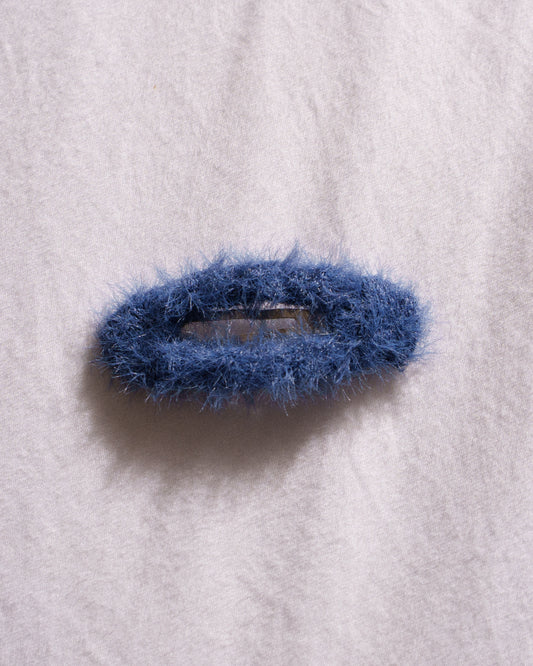 Fuzzy Oval Snap Clip - Navy
