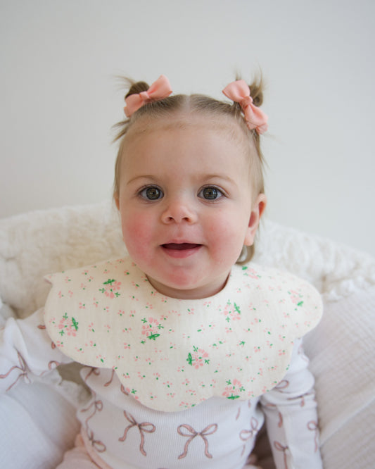 Organic Muslin 7-Layer Dribble Bib - Pink Florals