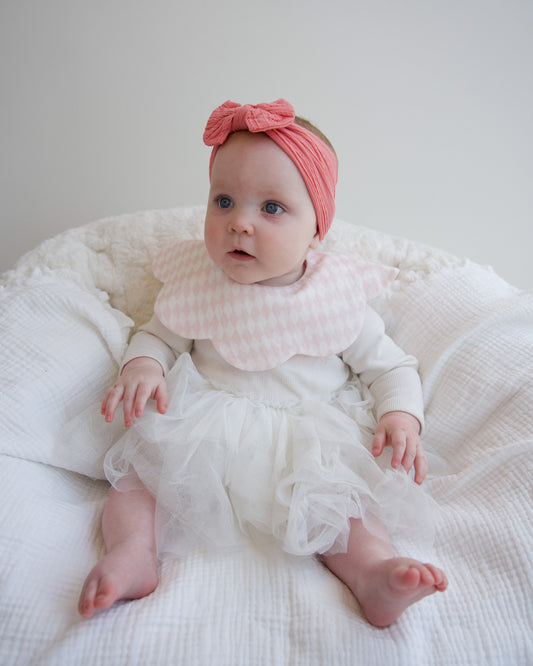 Organic Muslin 7-Layer Dribble Bib - Pink Lattice