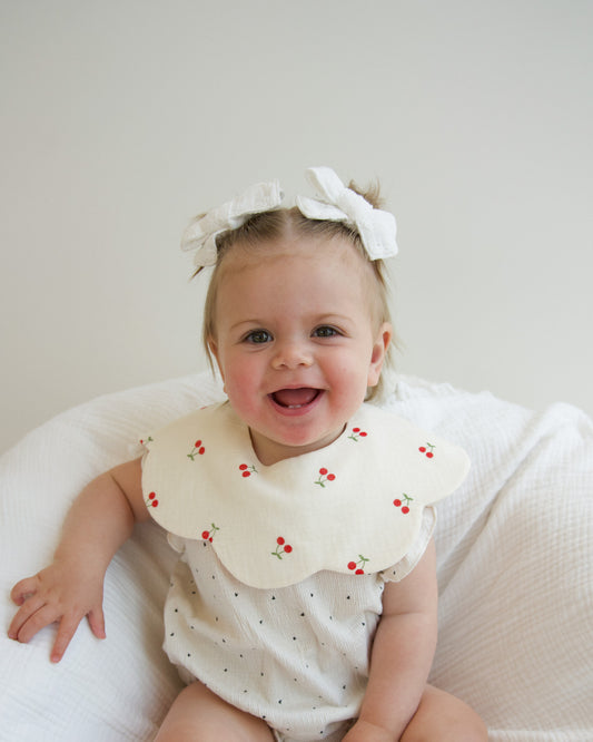 Organic Muslin 7-Layer Dribble Bib - Cherries