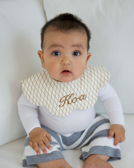 Organic Muslin 7-Layer Dribble Bib - Cozy Grid
