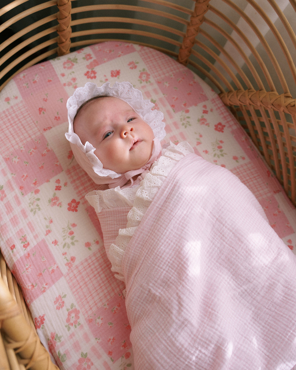 Frill Bonnet - Blush Pointelle