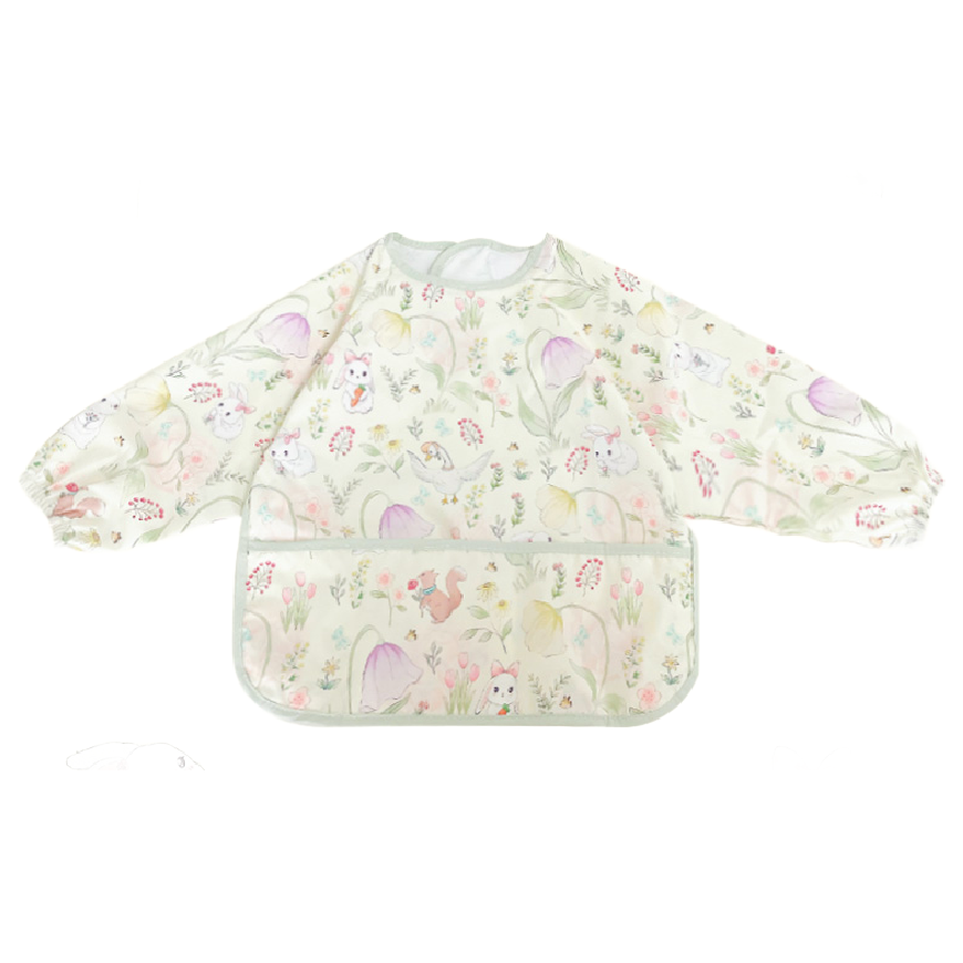 Waterproof Coverall Smock Bib - Flower Bunnies