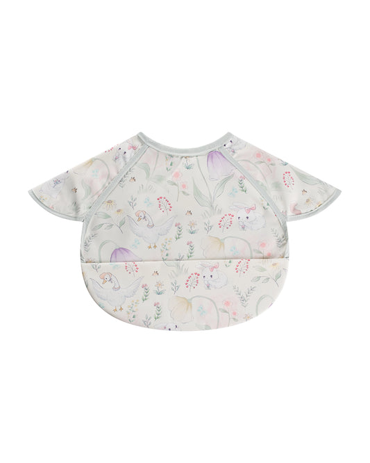 Waterproof Coverall Smock Bib Short Sleeves - Flower Bunnies