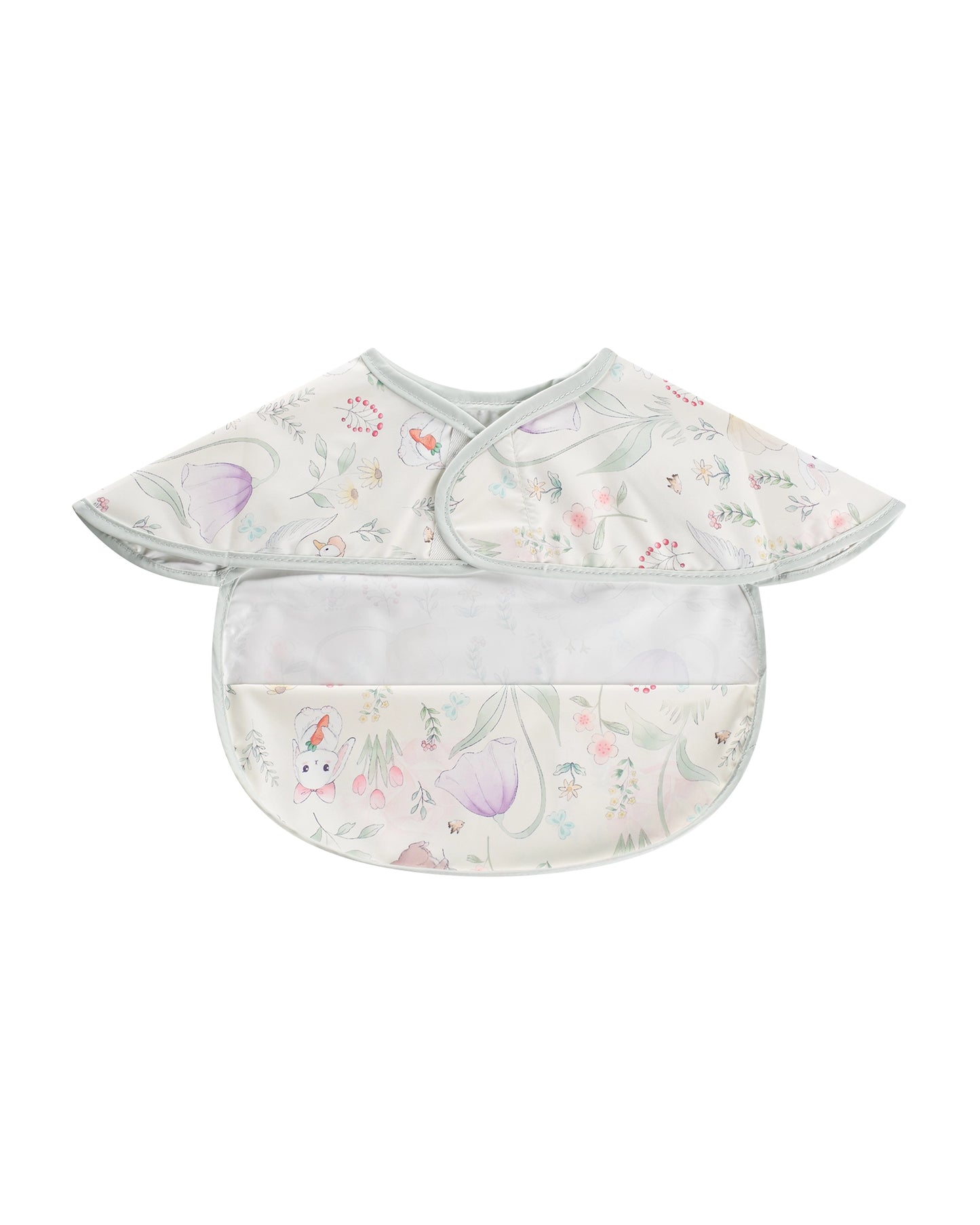 Waterproof Coverall Smock Bib Short Sleeves - Flower Bunnies