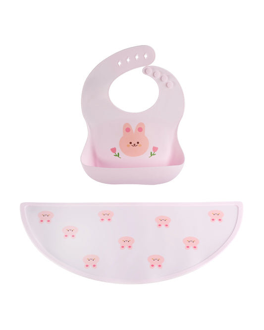 BPA-FREE 100% Silicone Bib and Mat Set - Bunny