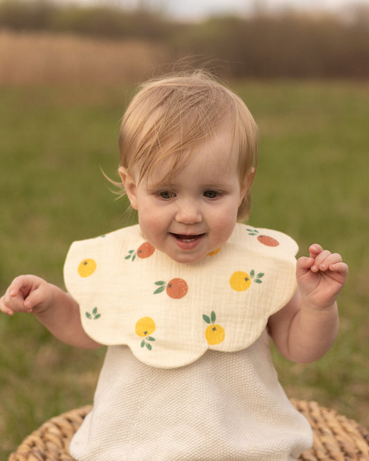 Organic Muslin 5-Layer Dribble Bib - Citrus Bloom
